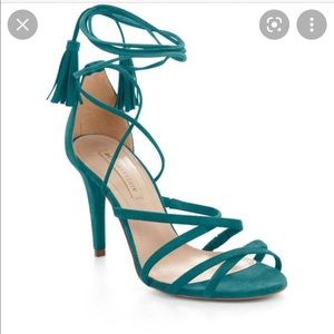 BCBG sandals goat leather green straps SZ35.5